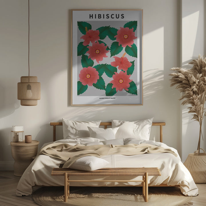 "Hibiscus" Framed Textured Wall Art