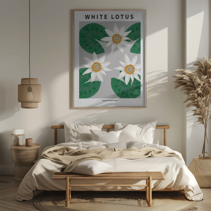 "White Lotus" Framed Textured Wall Art