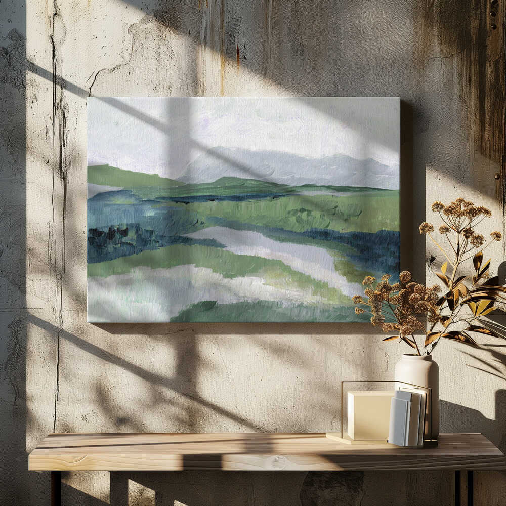 "Misty Green Landscape" by Nikita Jariwala — Landscape Wall Art