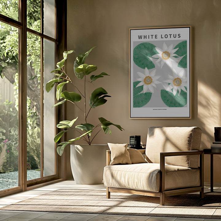 "White Lotus" Framed Textured Wall Art