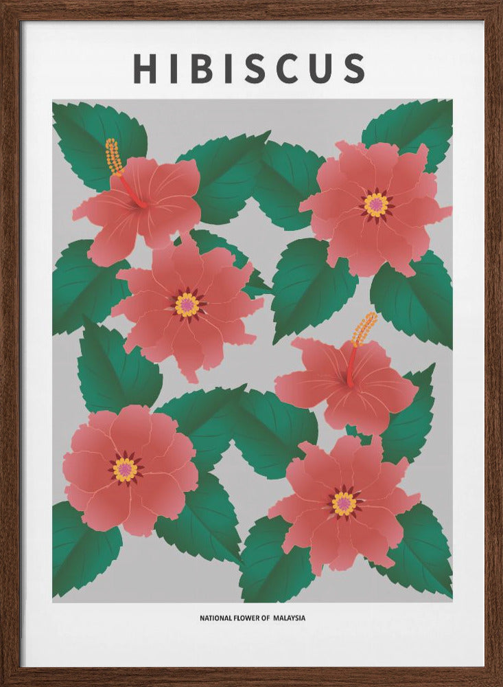 "Hibiscus" Framed Textured Wall Art