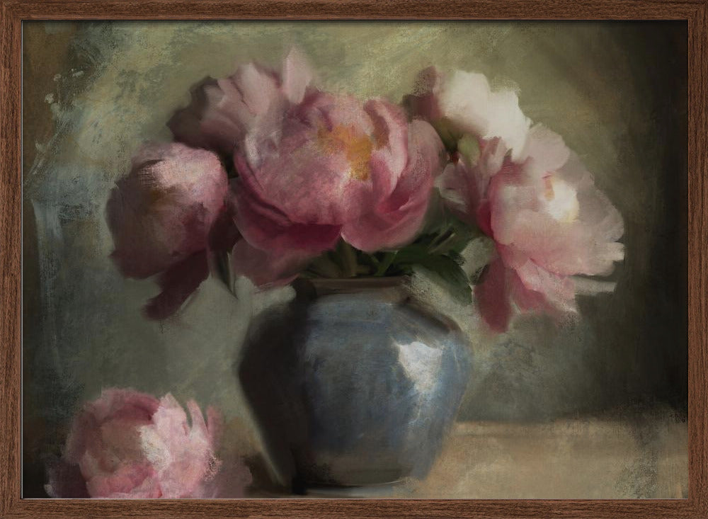 "Pivoines En Rose" Framed Textured Wall Art