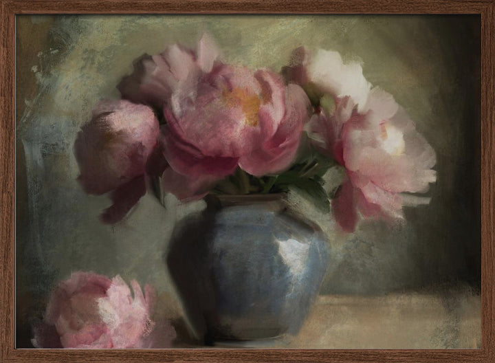 "Pivoines En Rose" Framed Textured Wall Art