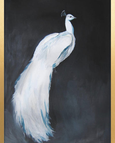 "Majestic White Peacock" Framed Print Wall Art