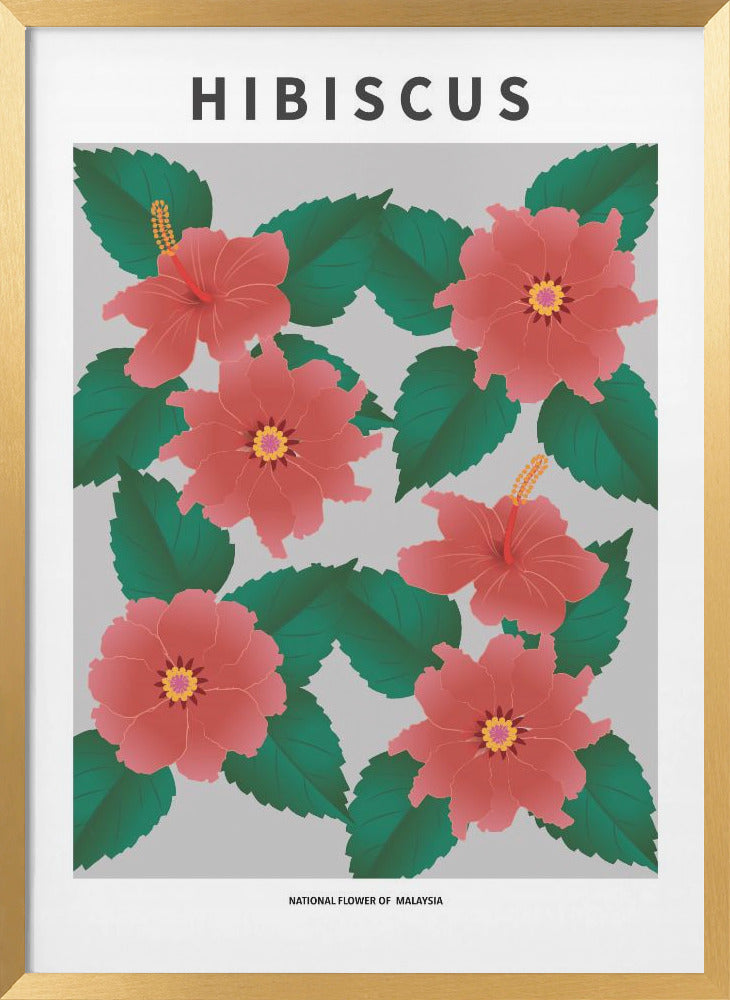 "Hibiscus" Framed Textured Wall Art