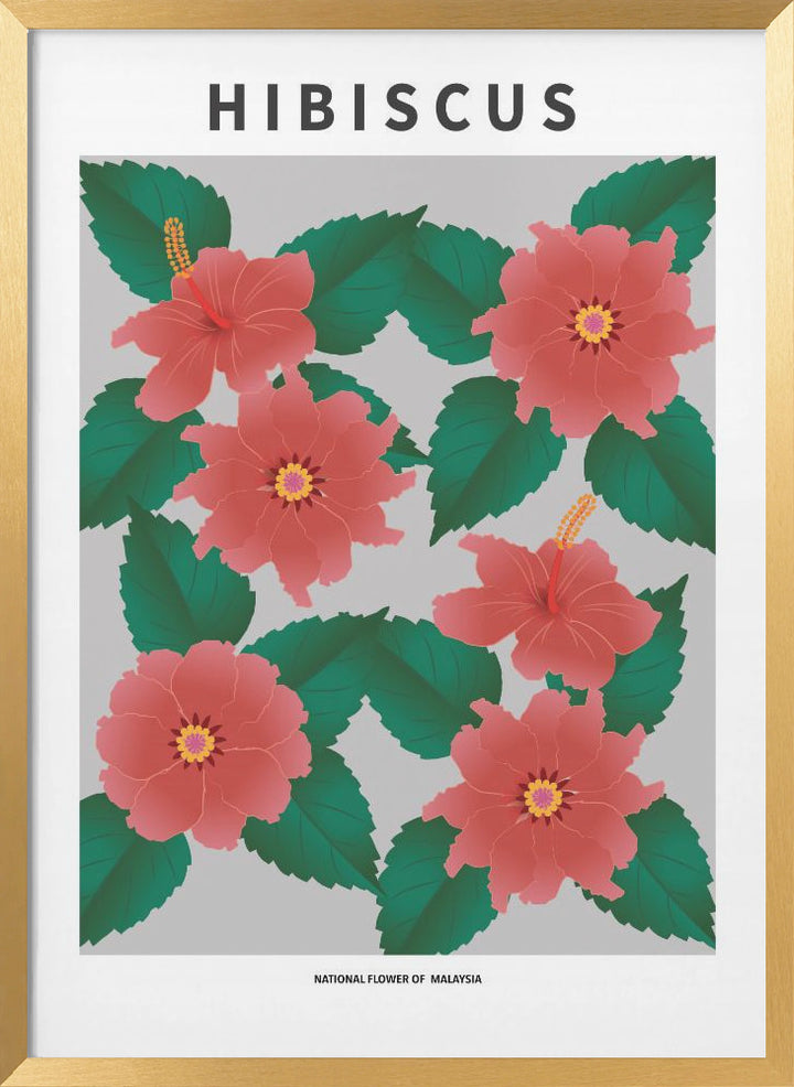 "Hibiscus" Framed Textured Wall Art