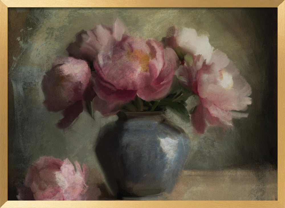 "Pivoines En Rose" Framed Textured Wall Art