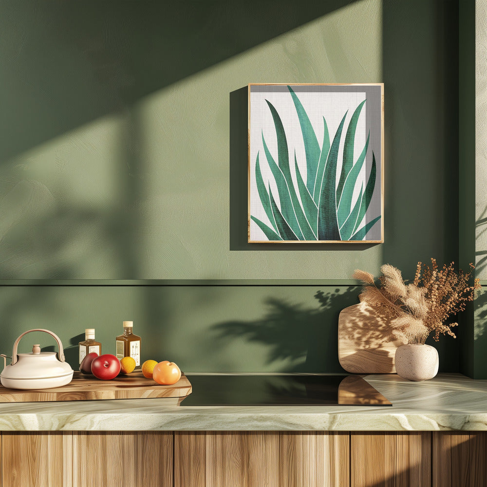 "Desert Agave Cactus" Framed Textured Wall Art