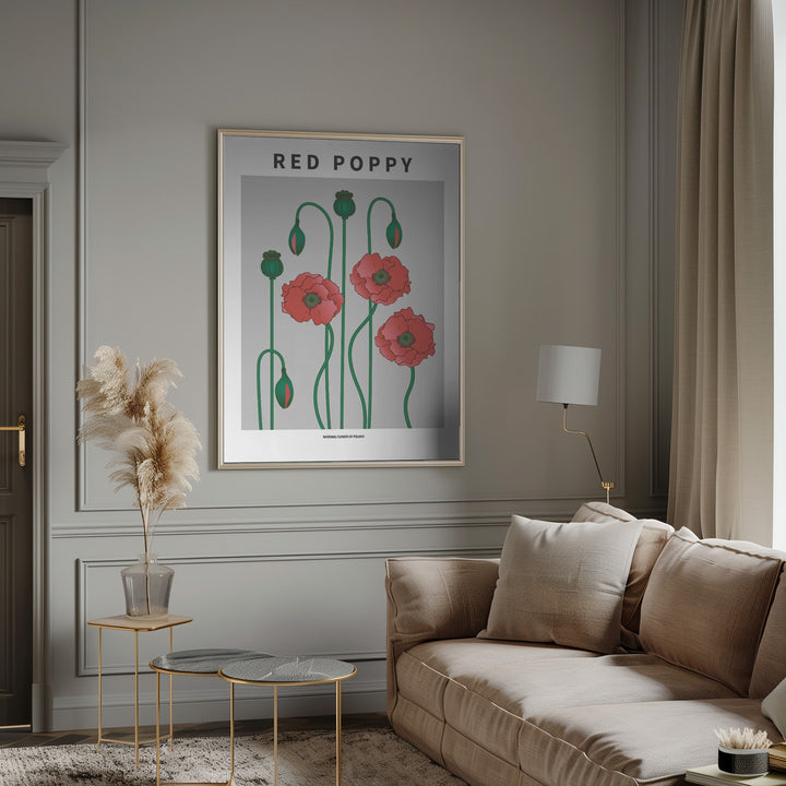 "Red Poppy" Framed Textured Wall Art