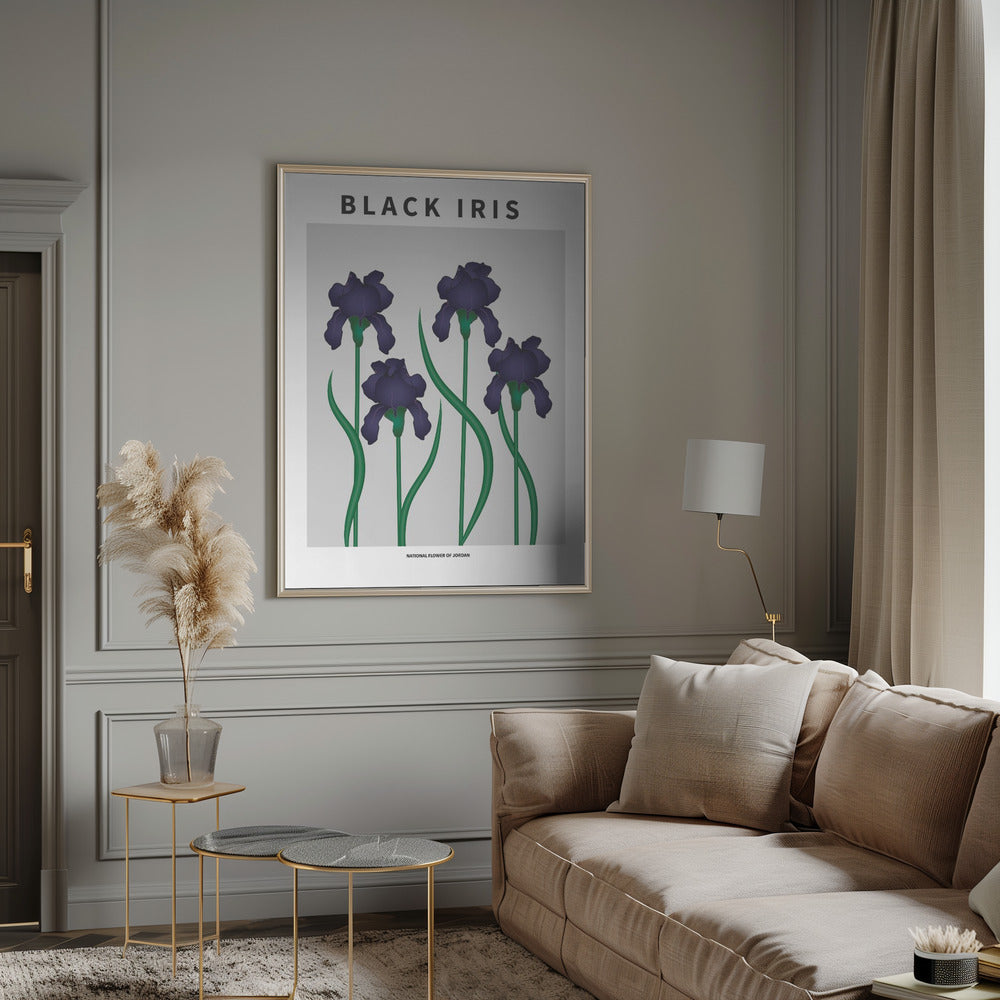 "Black Iris" Framed Textured Wall Art