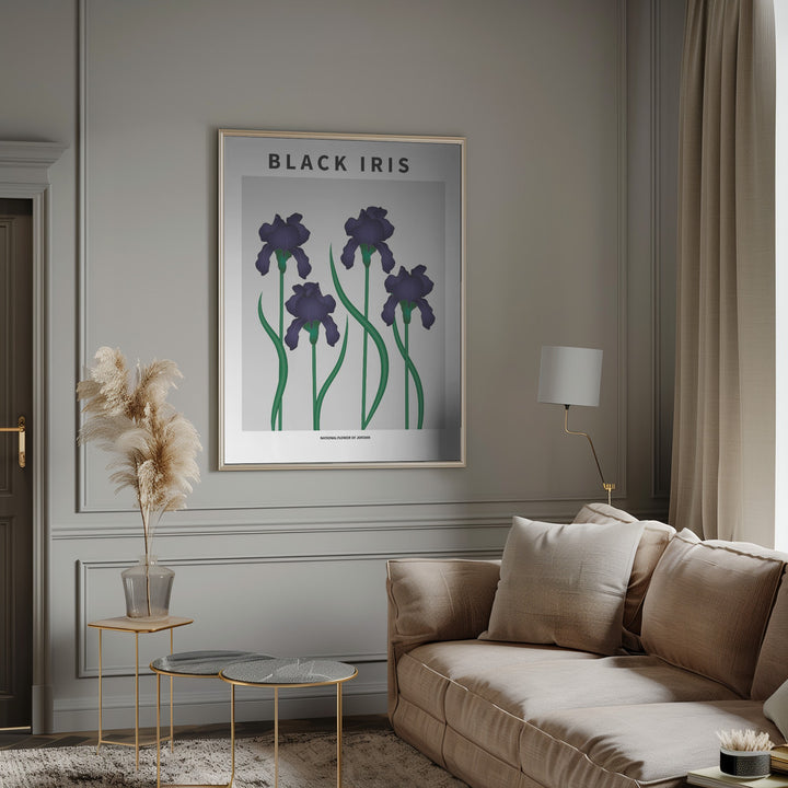 "Black Iris" Framed Textured Wall Art