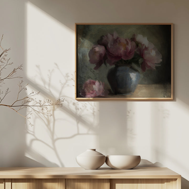 "Pivoines En Rose" Framed Textured Wall Art