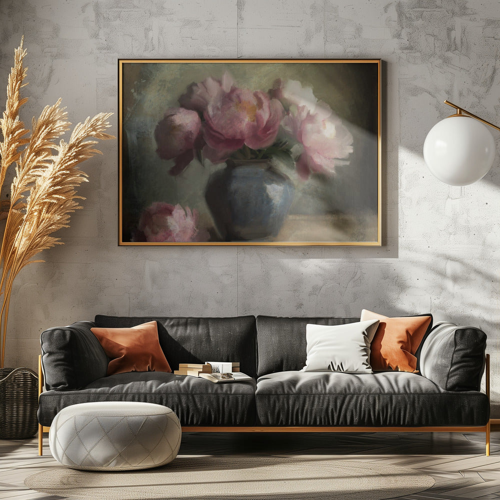 "Pivoines En Rose" Framed Textured Wall Art