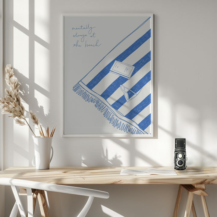 "Summer holiday beach towel" Framed Textured Wall Art