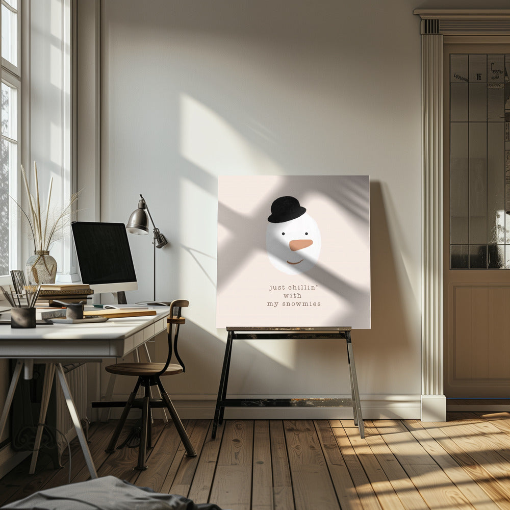 "Chilling With My Snowmies" Wrapped Canvas Wall Art