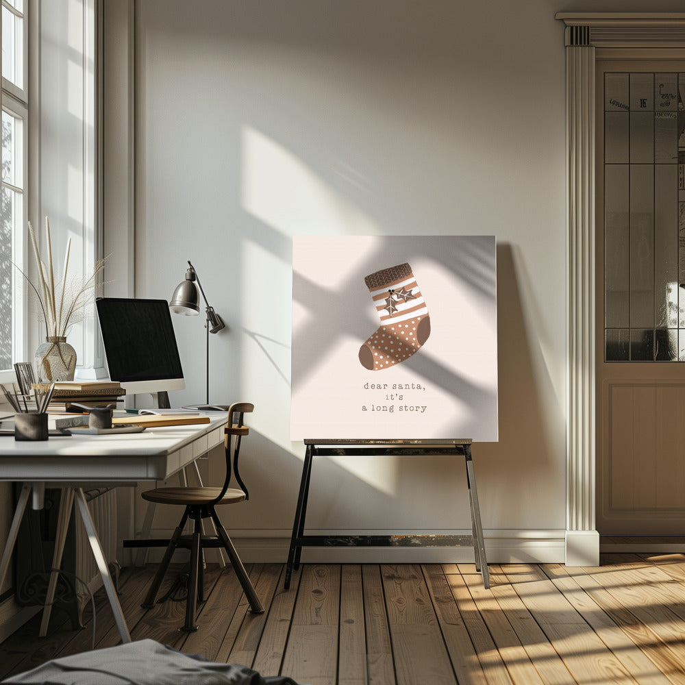 "Dear Santa It's a Long Story" Wrapped Canvas Wall Art