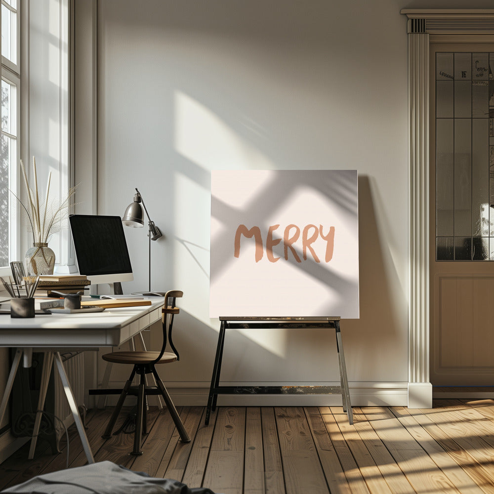 "Merry" Wrapped Canvas Wall Art