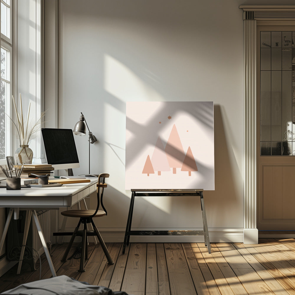 "Minimal Trees a Stars" Wrapped Canvas Wall Art
