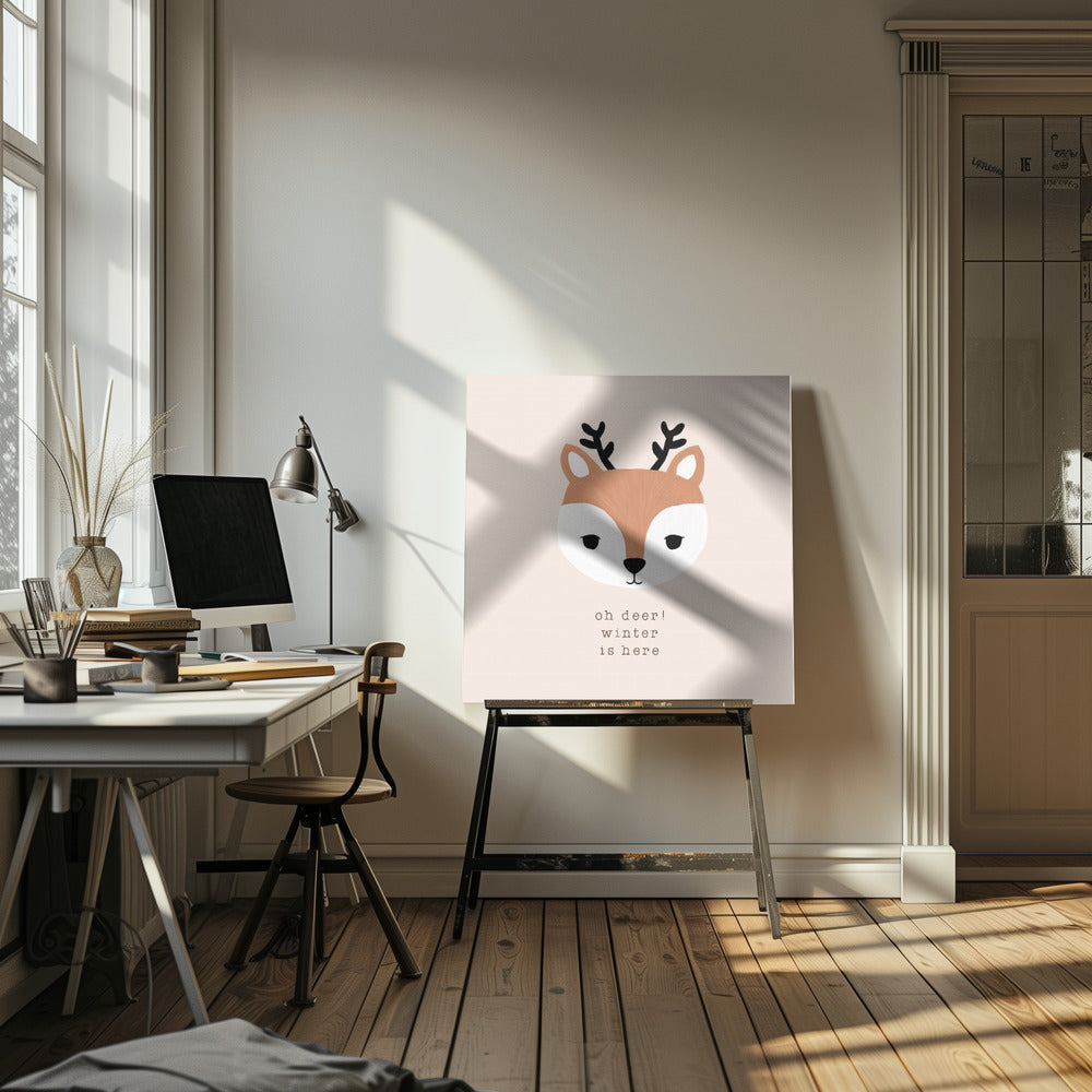 "Oh Deer Winter Is Here II" Wrapped Canvas Wall Art