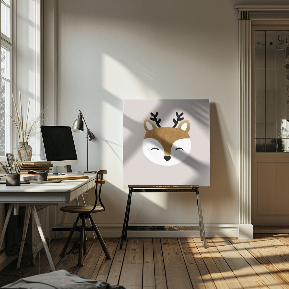 "Xmas Deer" Wrapped Canvas Wall Art