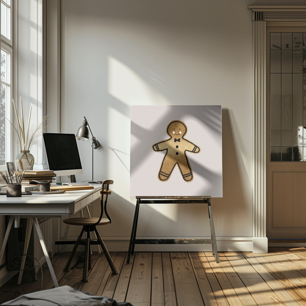 "Xmas Gingerbread Man" Wrapped Canvas Wall Art