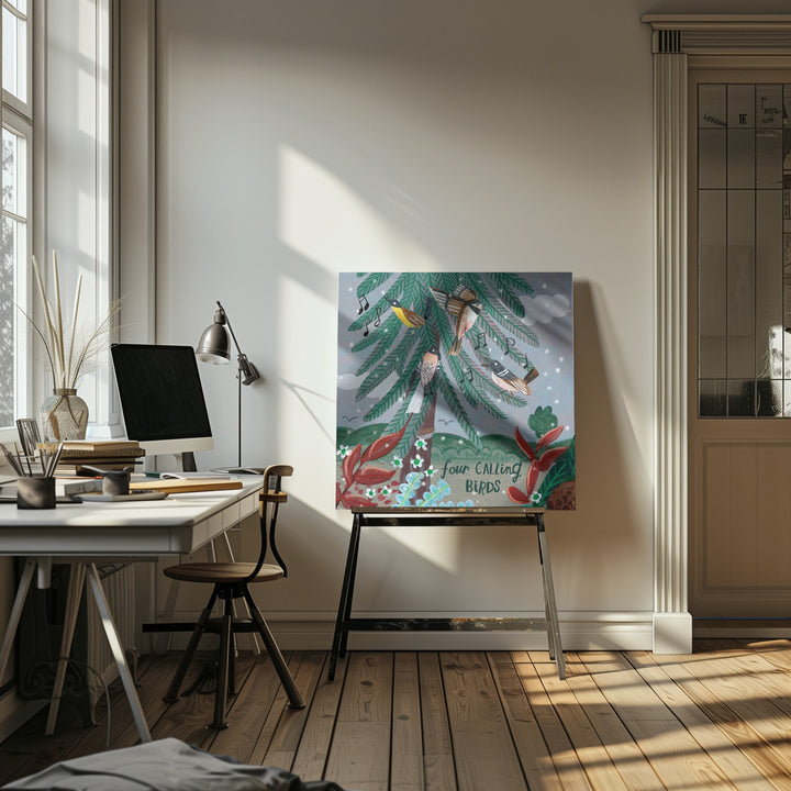 "Four Calling Birds" Wrapped Canvas Wall Art
