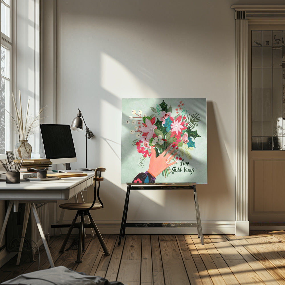 "Five Gold Rings" Wrapped Canvas Wall Art