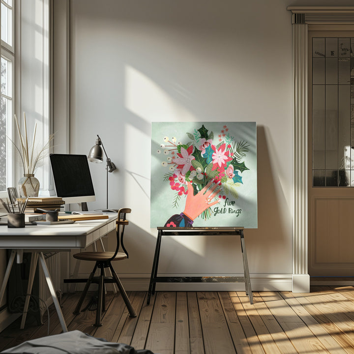 "Five Gold Rings" Wrapped Canvas Wall Art