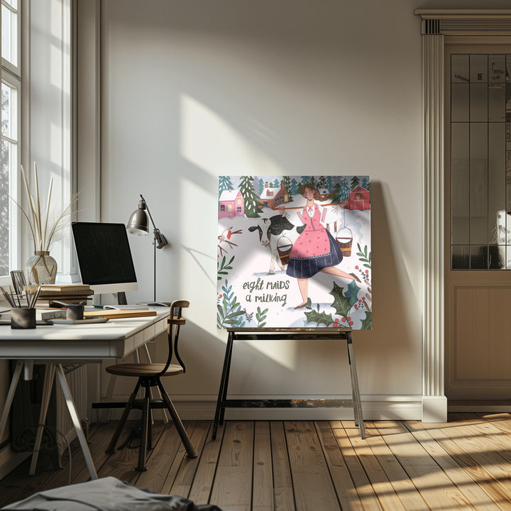 "Eight Maids a Milking" Wrapped Canvas Wall Art