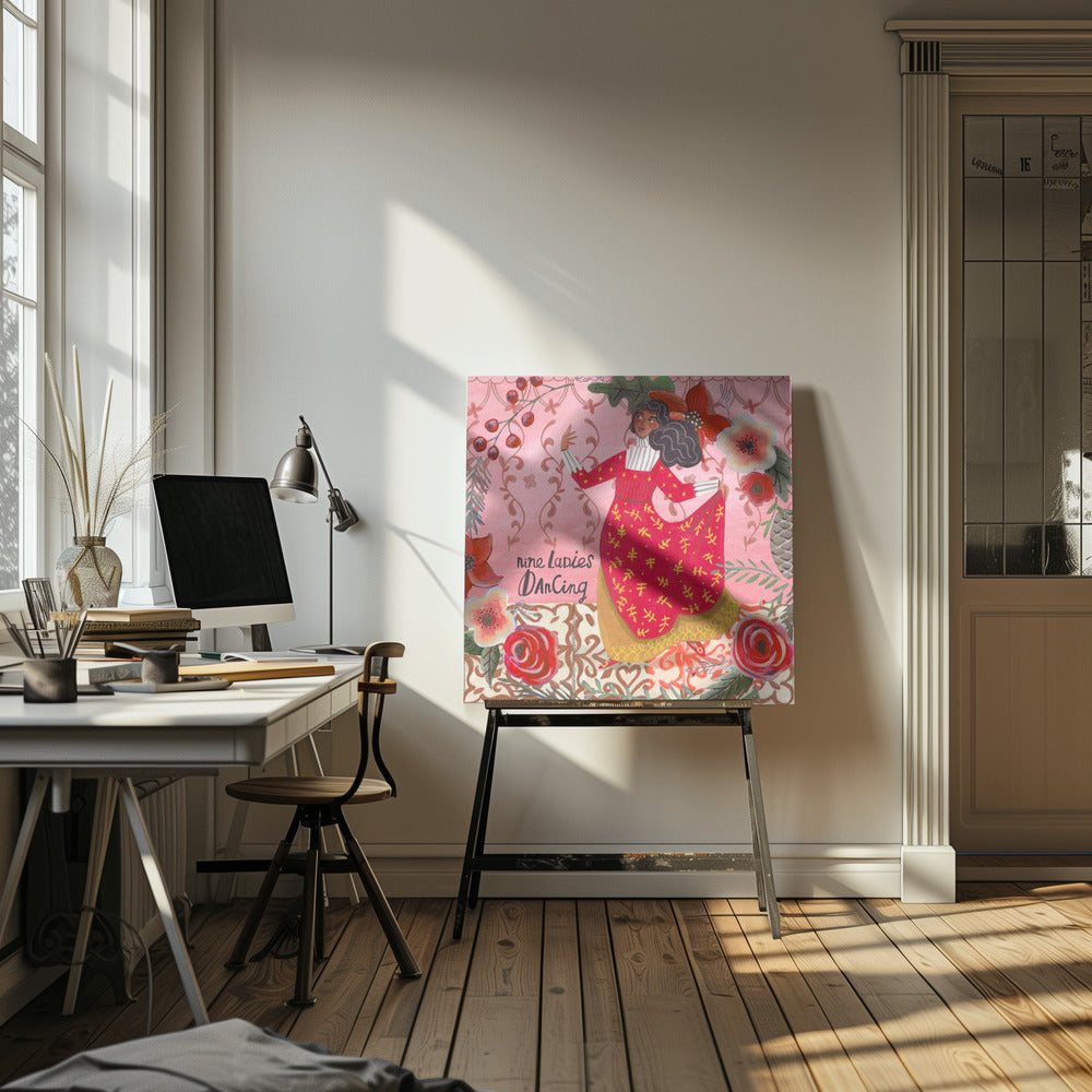 "Nine Ladies Dancing" Wrapped Canvas Wall Art