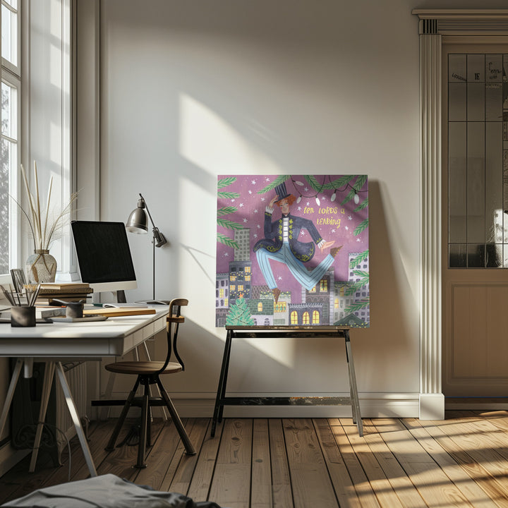 "ten lords a leaping" Wrapped Canvas Wall Art