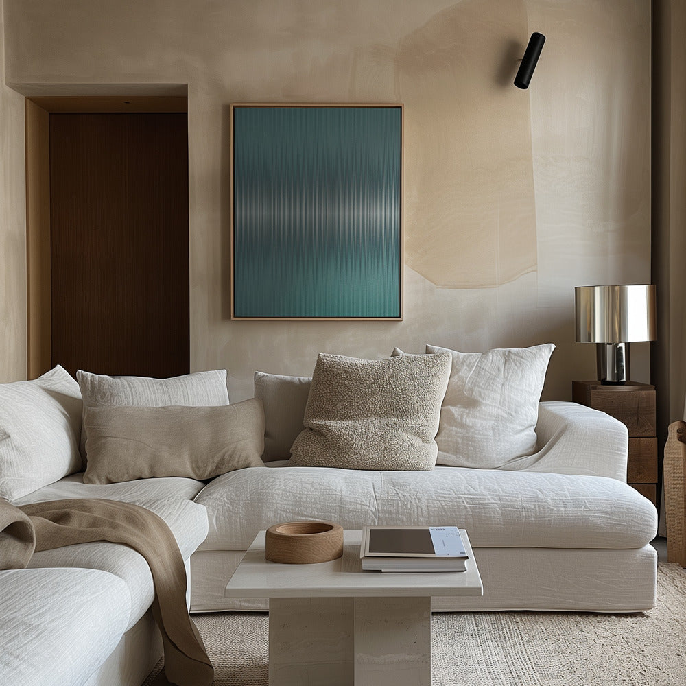 "Euphoria - Green and White" Framed Canvas Wall Art by Alma Studio