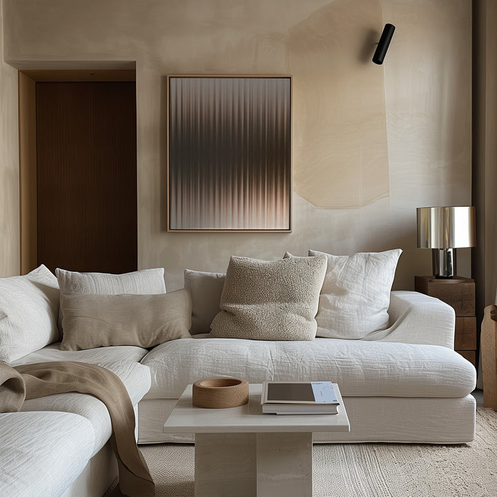 "Euphoria - White and Brown" Framed Canvas Wall Art by Alma Studio