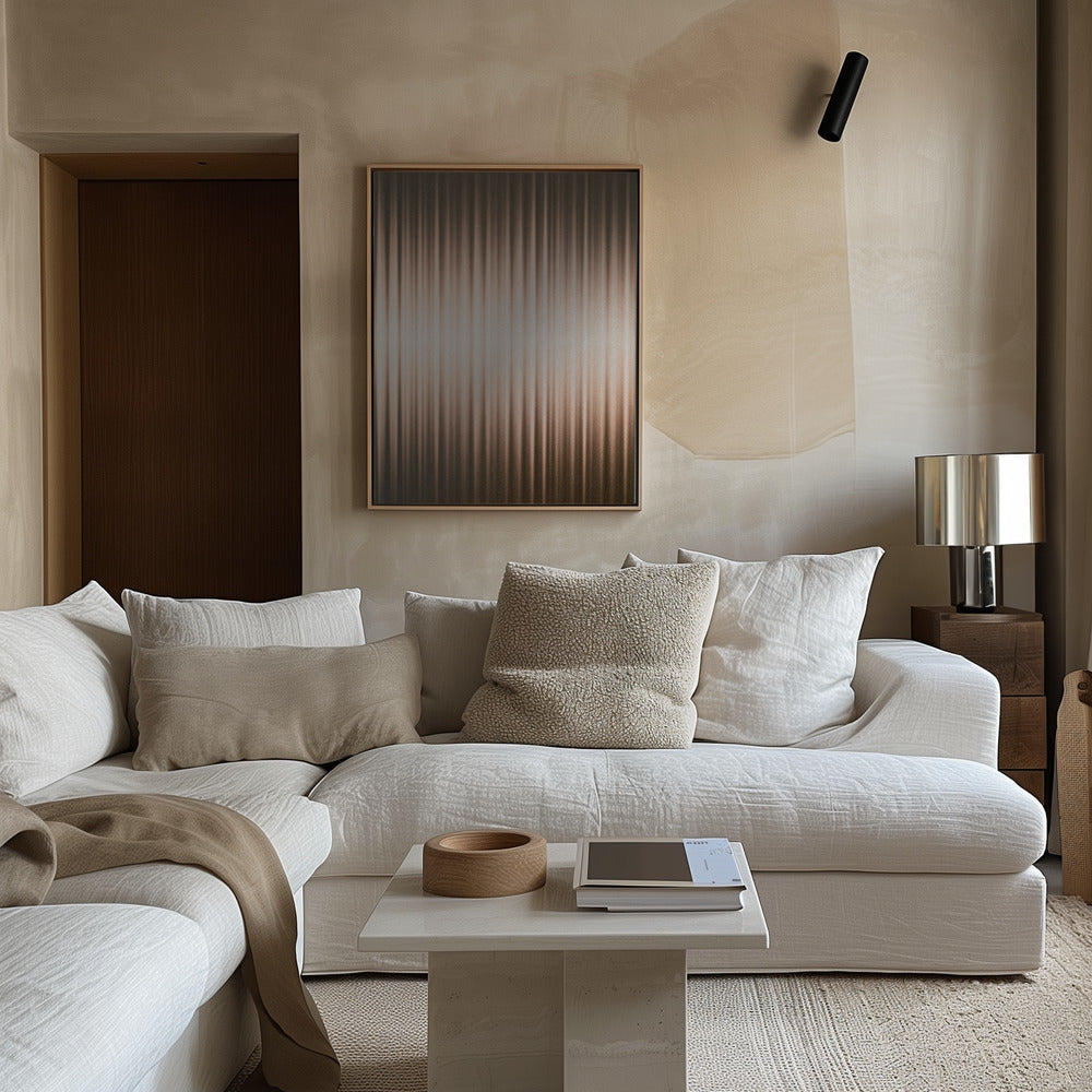 "Euphoria - Brown and White" Framed Canvas Wall Art by Alma Studio