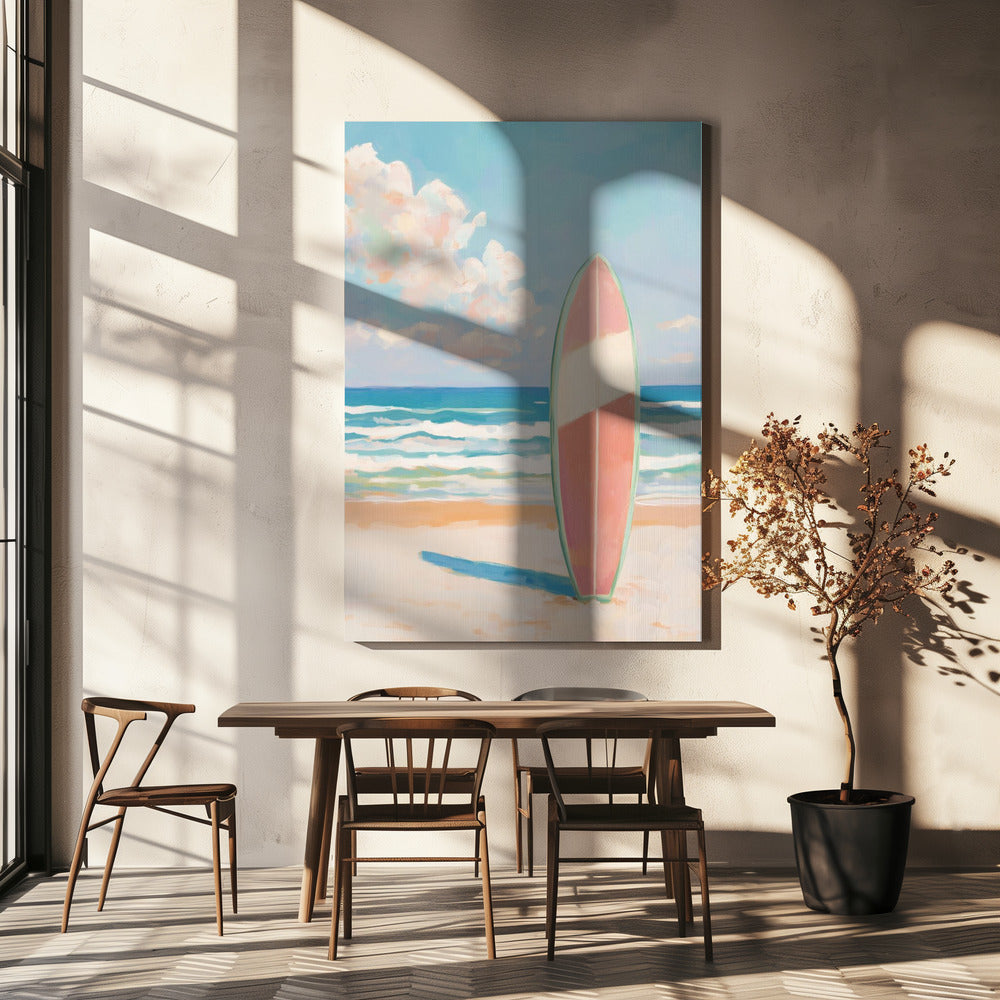 "Sea Beach Surfboard" Wall Art