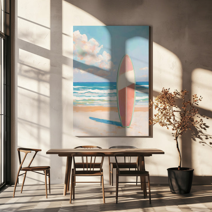 "Sea Beach Surfboard" Wall Art