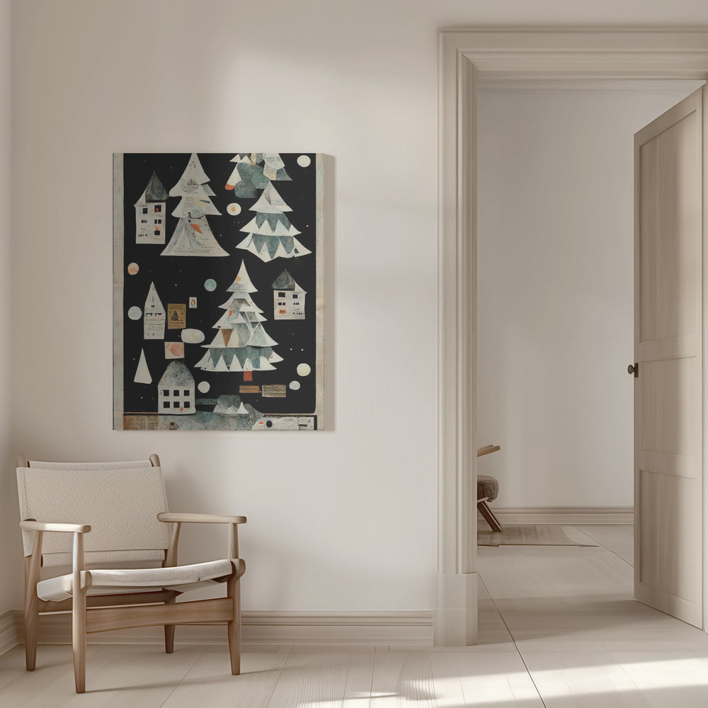 "A Paper Village At Night" Wrapped Canvas Wall Art