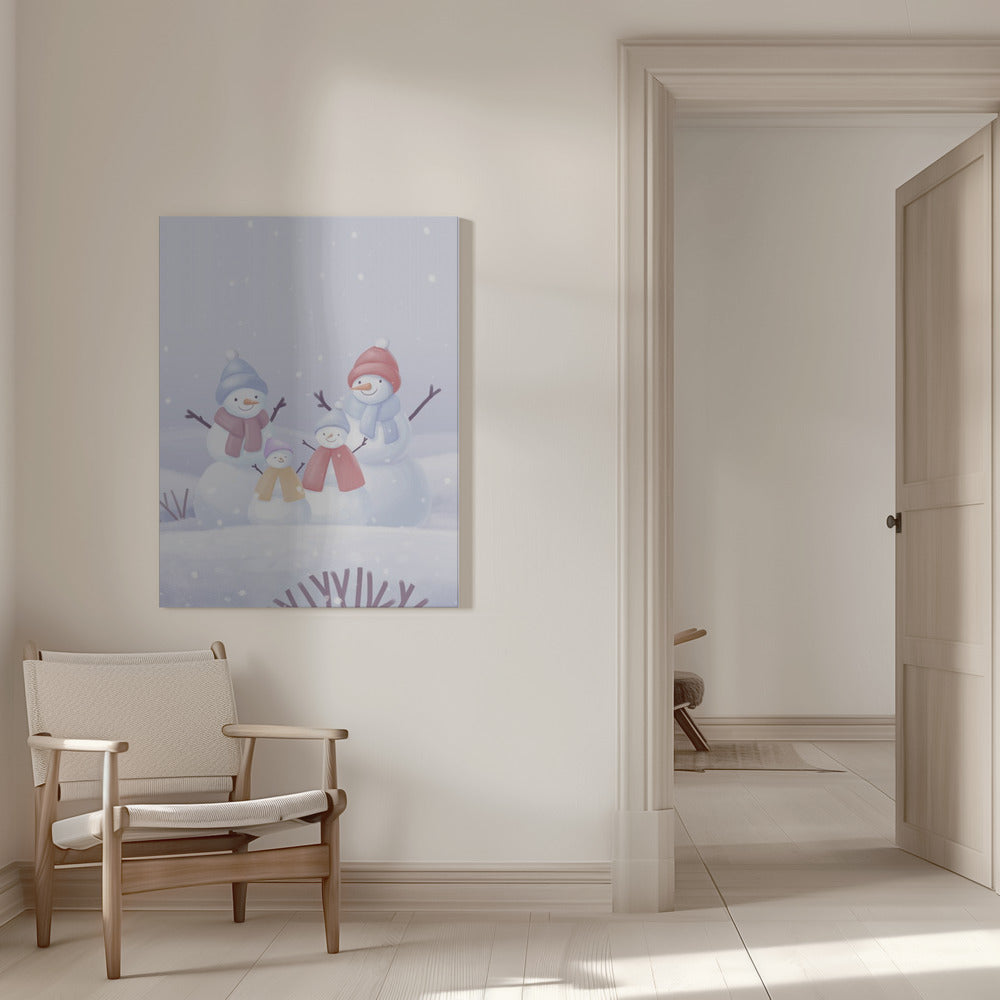 "Snowman Family" Wrapped Canvas Wall Art
