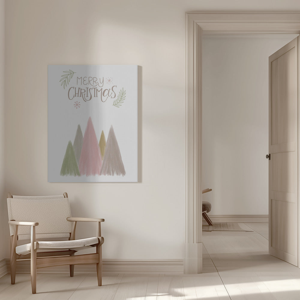 "Merry Christmas Trees 1" Wrapped Canvas Wall Art