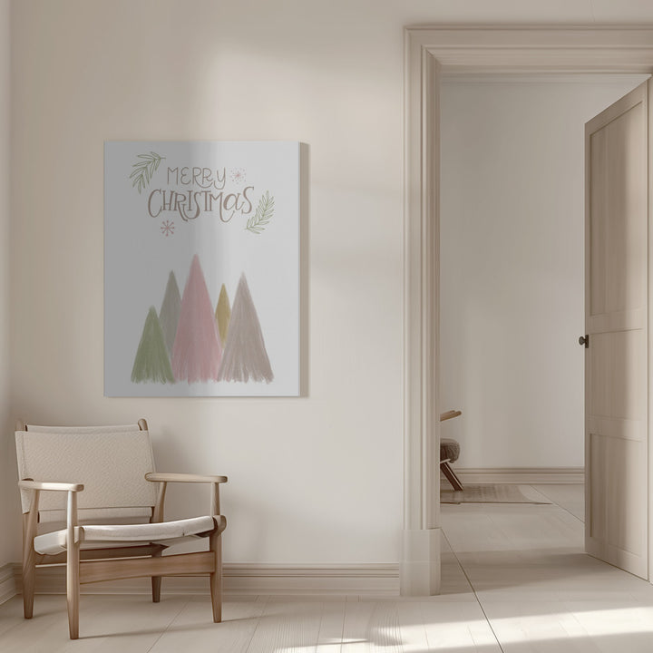 "Merry Christmas Trees 1" Wrapped Canvas Wall Art