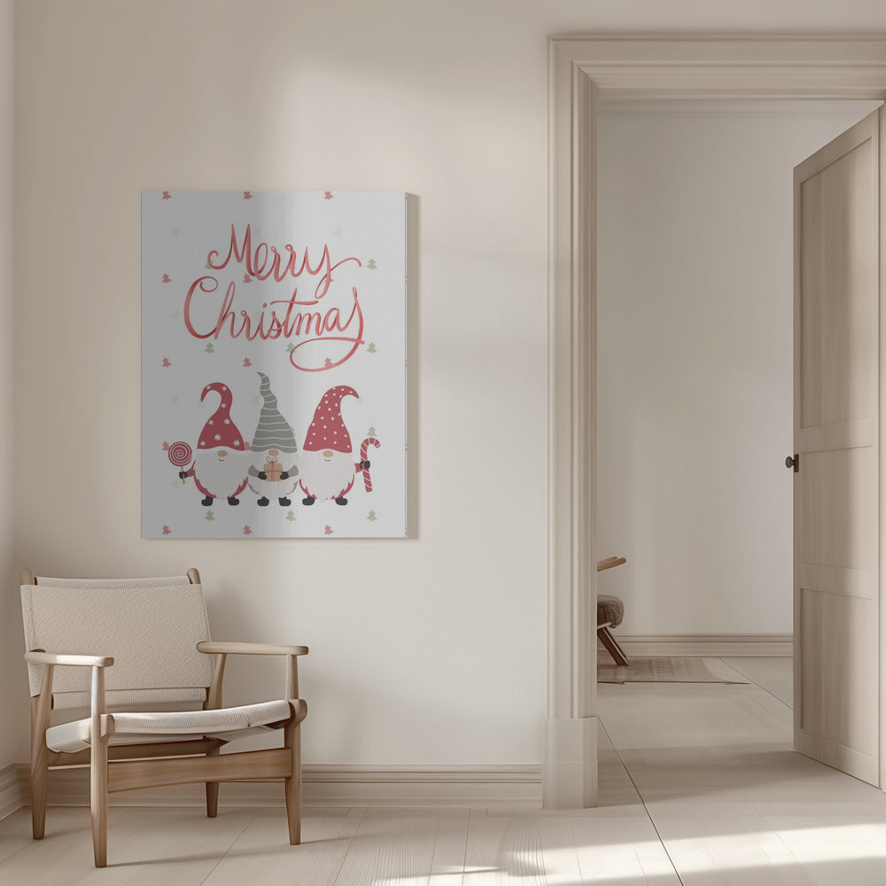 "Merry Christmas Gnomes" Wrapped Canvas Wall Art