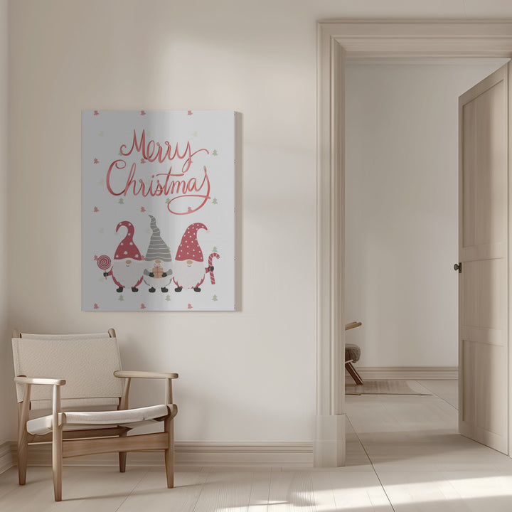 "Merry Christmas Gnomes" Wrapped Canvas Wall Art