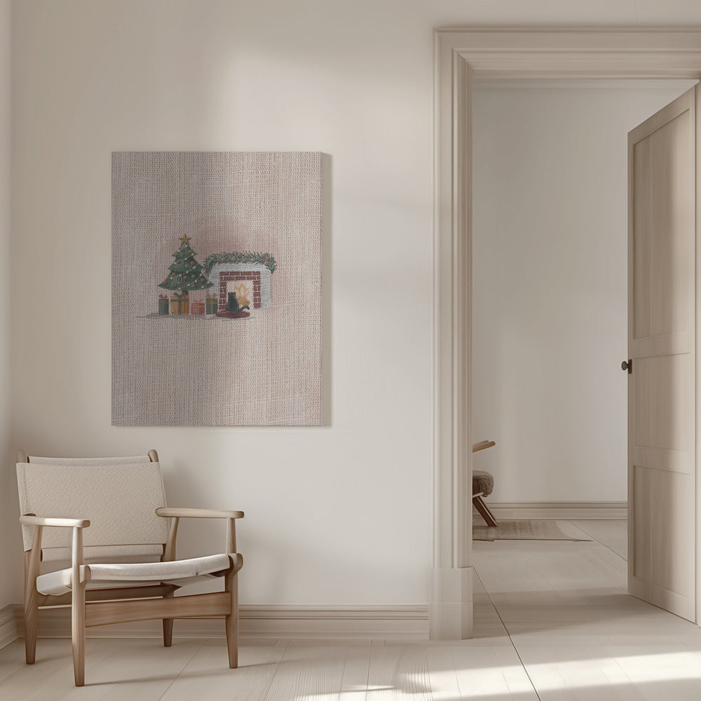 "Cat in Cozy room" Wrapped Canvas Wall Art