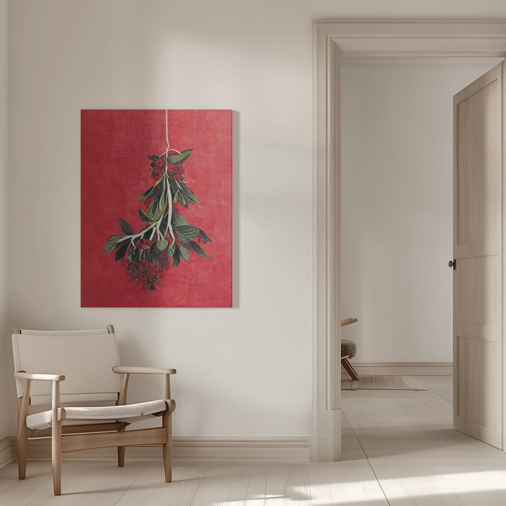 "Painted Mistletoe" Wrapped Canvas Wall Art