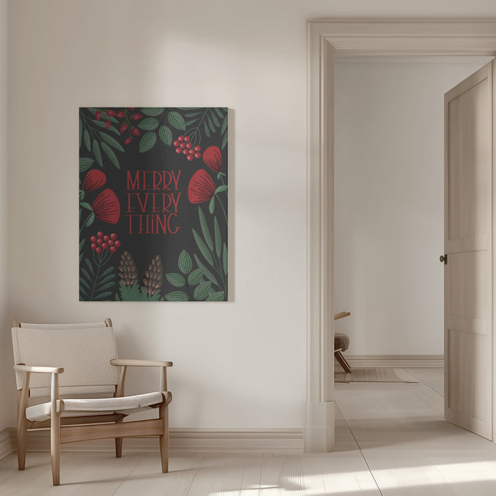 "Merry everything in black" Wrapped Canvas Wall Art