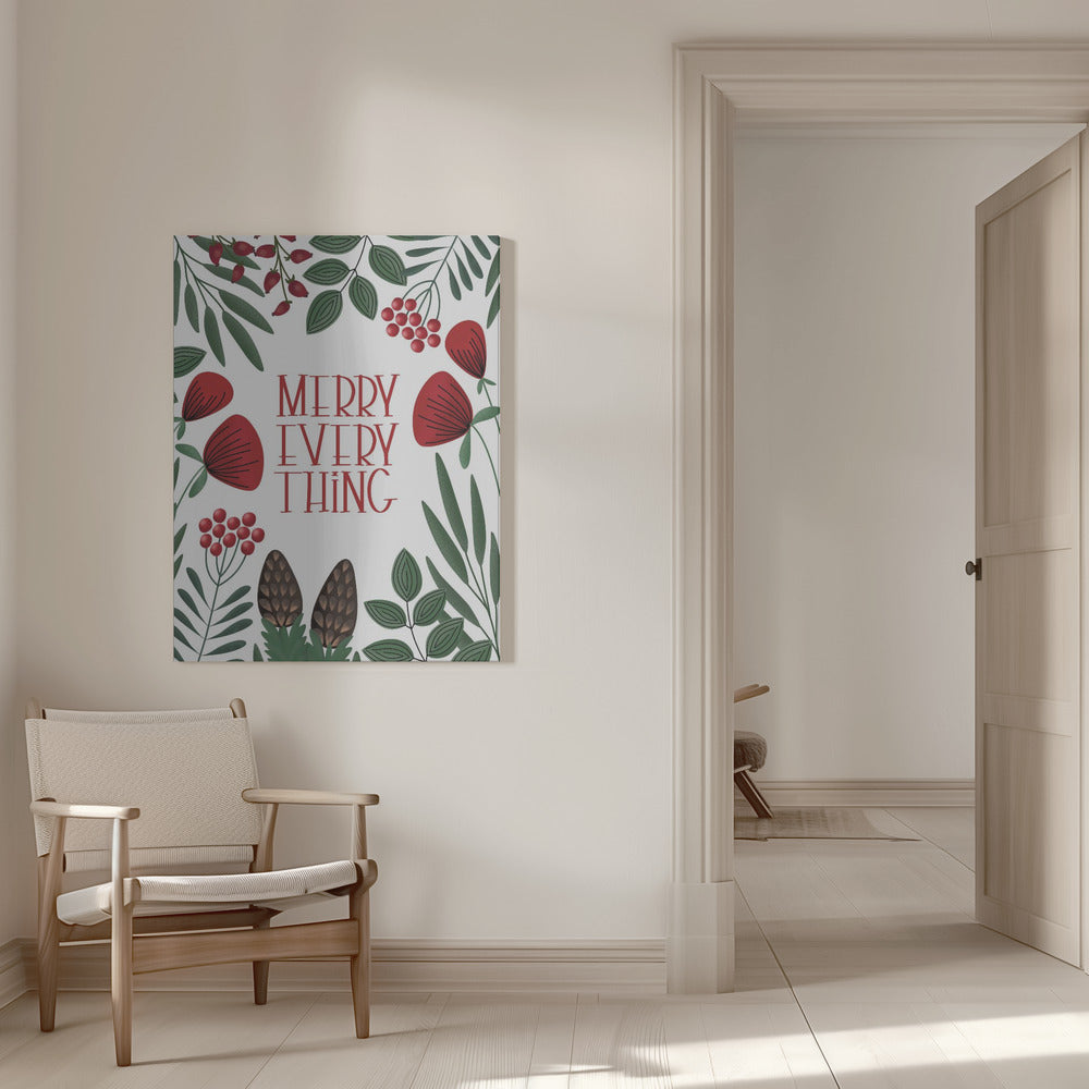 "Merry everything" Wrapped Canvas Wall Art