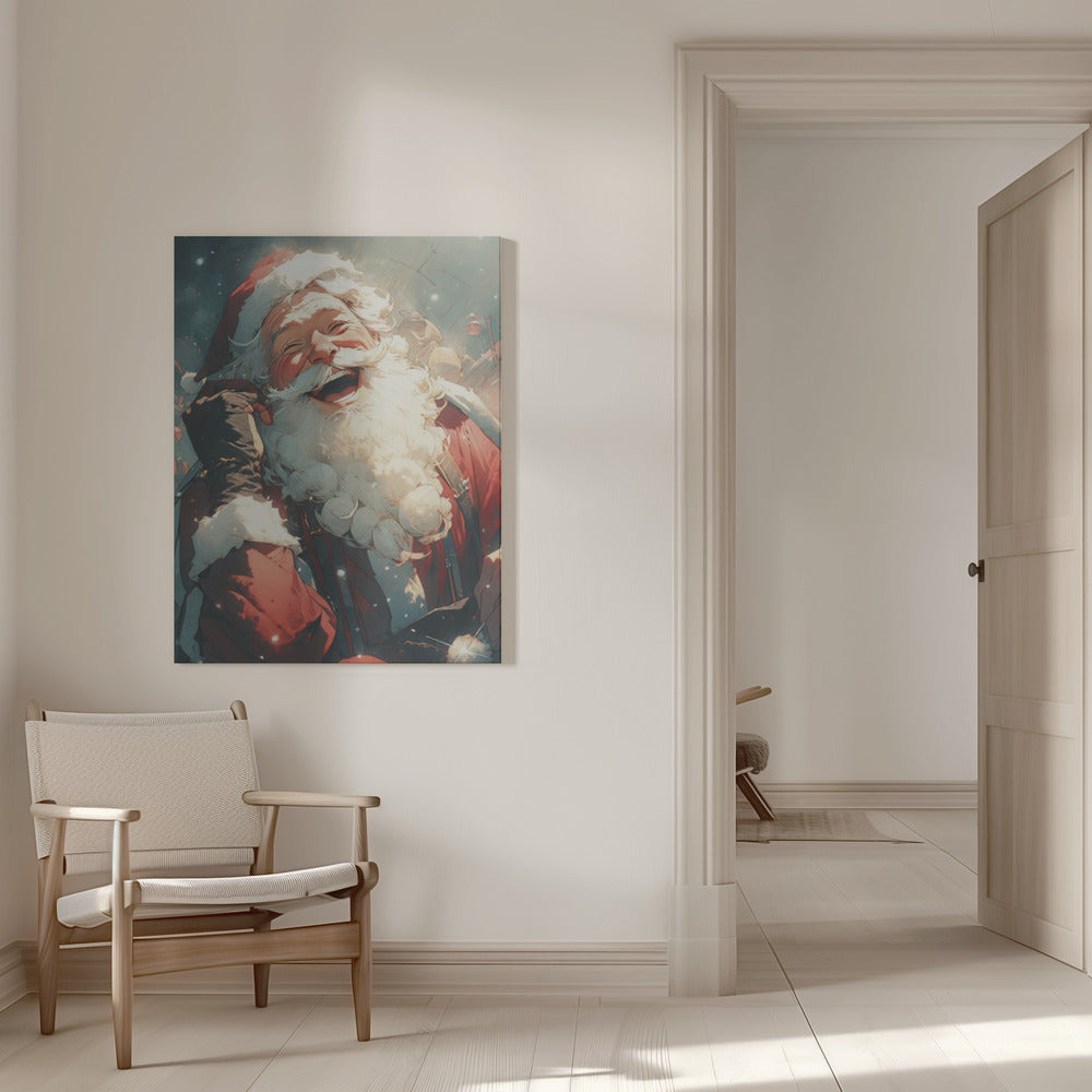 "Laughing Santa" Wrapped Canvas Wall Art