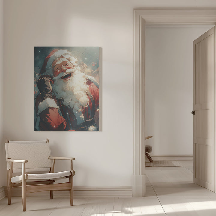 "Laughing Santa" Wrapped Canvas Wall Art