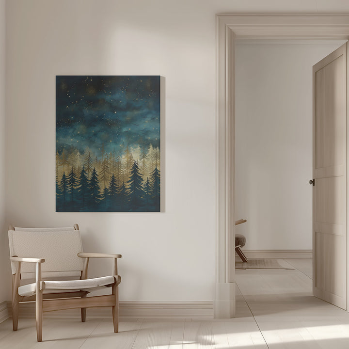 "Teal and Gold 2" Wrapped Canvas Wall Art