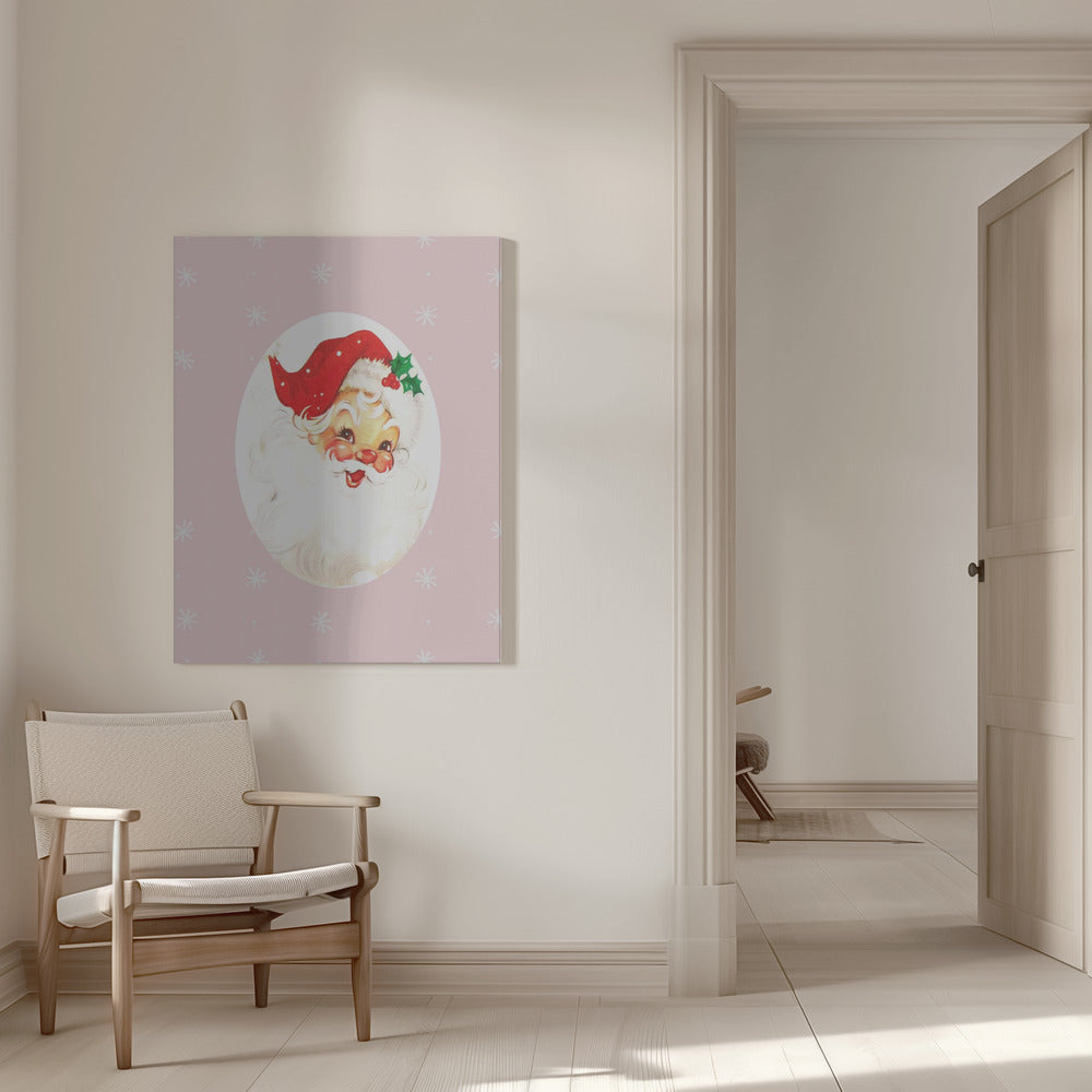 "Pink Santa Claus Father Christmas" Wrapped Canvas Wall Art